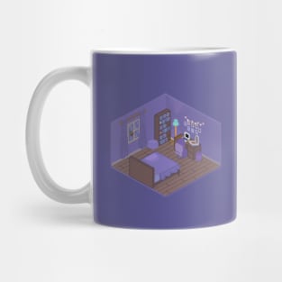 Cozy Purple Pixel Art Bedroom Mug